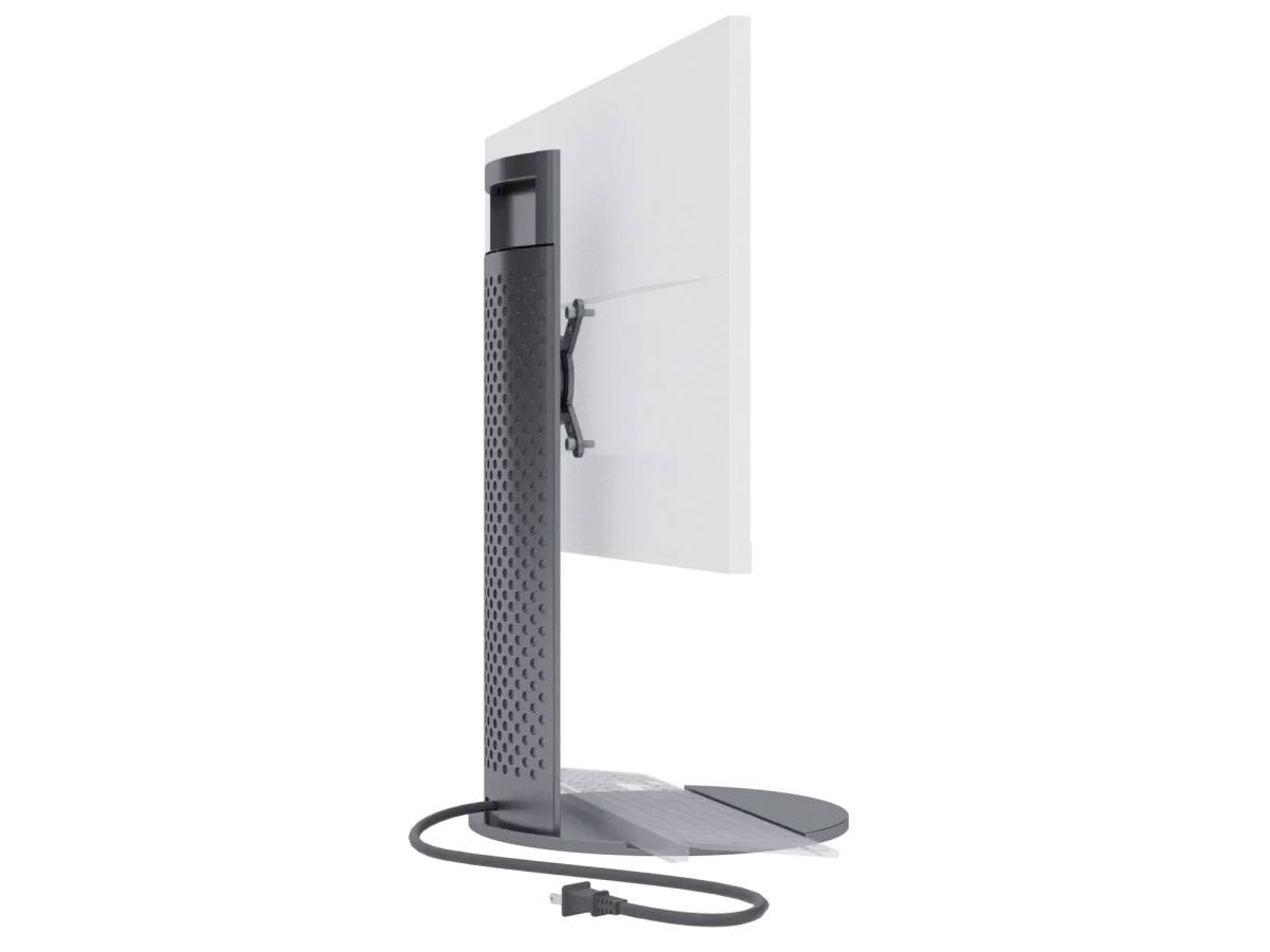 The mobile monitor stand with transparent monitor